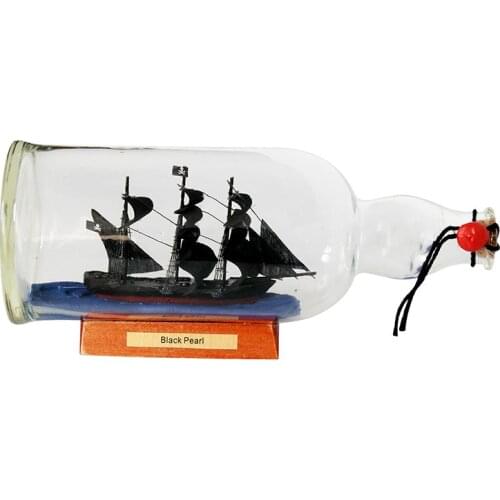 Black Pearl Pirate Bottle Ship Glass Drifting Bottle Wishing Bottle Creative Crafts Gift Small Decoration Collection