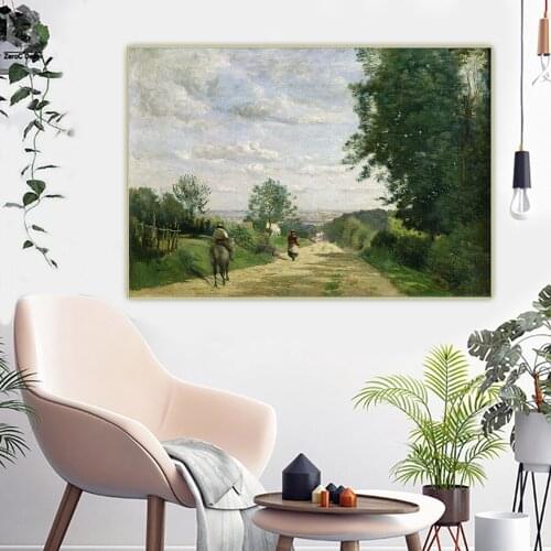 Citon Jean Baptiste Camille Corot《The Road to Sevres》Canvas Oil painting Artwork Picture Background Wall Decor Home Decoration
