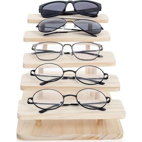 Fashion Assembleable Wooden Sunglasses Holder Stand Storage Glasses Display Jewelry Organizer Watches Show Product 1 to 5Layer