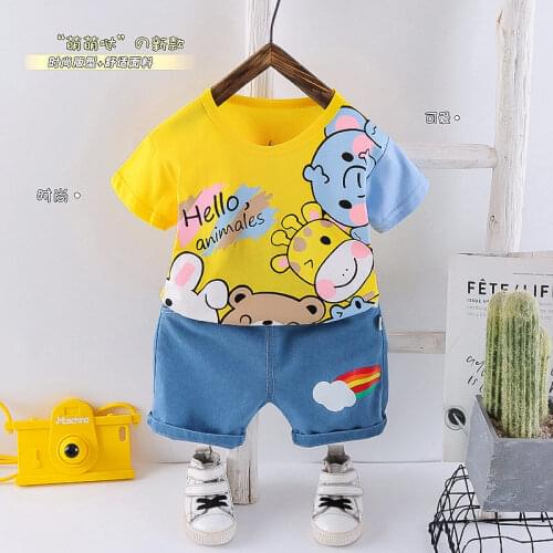 Baby New Summer Cartoon Clothing Children Boy Girls Animals T Shirt Shorts 2Pcs/sets Kids Infant Clothes Toddler Cacual Suit Set