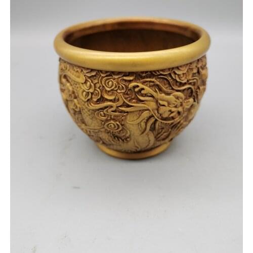 Chinese Collectibles brass copper dargon Statue Small water tank home decor metal crafts Ornaments