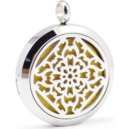 30mm 316L stainless new design aroma aromatherapy essential oil diffuser necklace