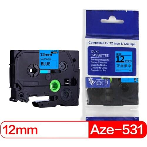 Befon 2pcs/lot 12mm black on blue Printer Ribbon Compatible for brother Aze731 Aze 731 p-touch p touch Label Printer Tape