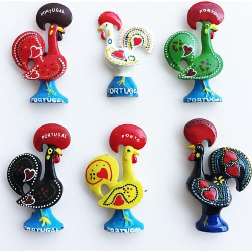 Portugal Rooster Fridge Magnets Tourist Souvenir PORTUGALLO Colored Cock Magnetic Refrigerator Sticker Collection Travel Gift