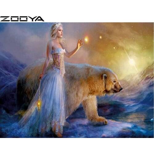 ZOOYA Sale Diamond Embroidery 5D DIY Diamond Painting Pictures Of Rhinestones Cross-Stitch Kits Girl Polar Bear Home Decor R411