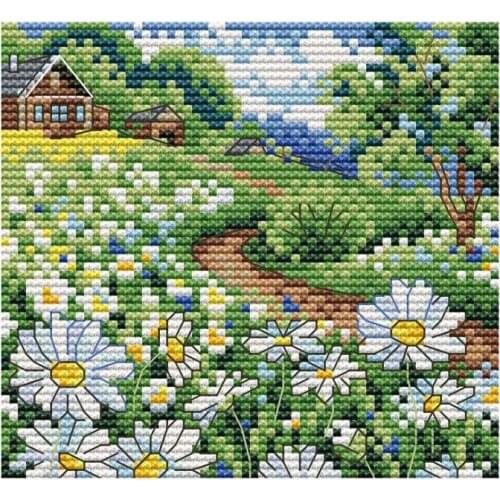 Cross Stitch Stamped Kits Printed Embroidery Cloth Needlepoint Kits Easy Patterns For Daisy 11CT