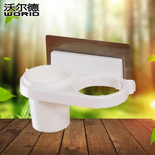 Wall Mount Hair Dryer Hanging Rack Organizer, Plastic Hair Dryer Holder with 1 Cup Promotion