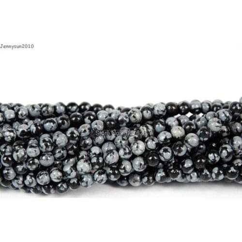 Natural Snow Flake Gems Stones 2mm Smooth Round Spacer Loose Beads 15'' Strand for Jewelry Making Crafts 5 Strands/Pack
