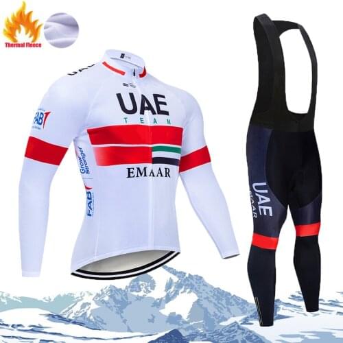 UAE 2021 Cycling Jersey Long Sleeve Set Women MEN Winter Cycling Clothing Fashion Road Bike Warm Shirt Pro Winter Thermal Fleece