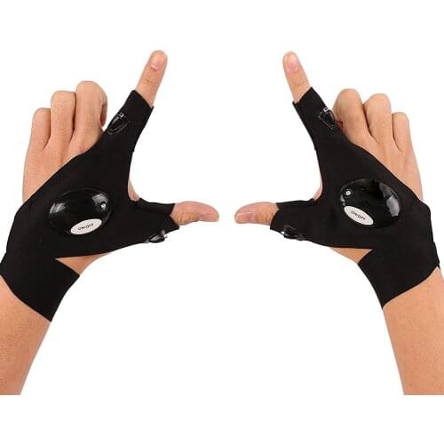 Night Light Waterproof Fishing Gloves with LED Flashlight Rescue Tools Outdoor Gear Cycling Practical Durable Fingerless Gloves
