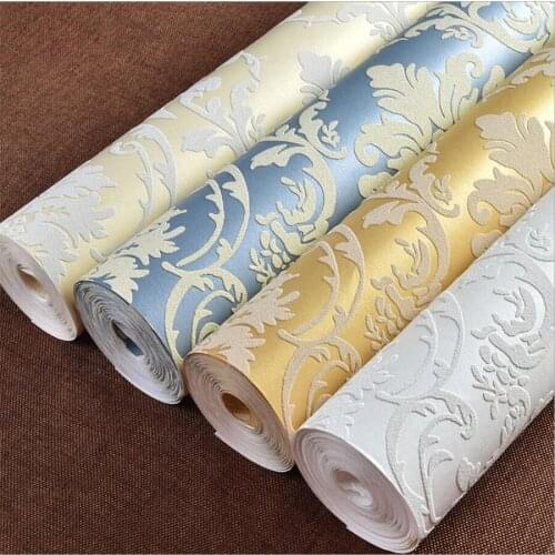 Papel de parede Thickened simple European 3d stereo non-woven wallpaper Damascus living room bedroom sofa background wall paper