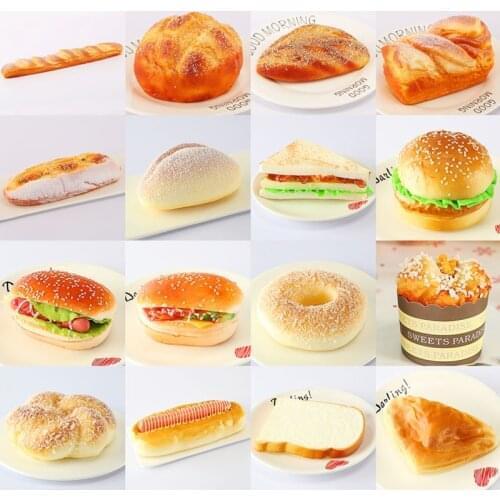 Fake bread Hamburger Simulation Decor Cake Squeeze Decoration home soft decorative window display photography props Kitchen Toy