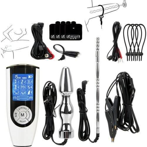 Electric Shock Anal Plug Urethral Catheter Penis Plug Cock Ring Nipple Clamp Massage Pad Medical Electric Stimulation Sex Toys