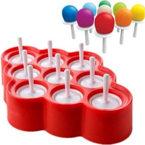Silicone Popsicle Mold 9-Cavity Mini DIY Ice Mold Homemade Ice Cream Makers Non-Stick Lollipop Mould Kitchen Gadgets