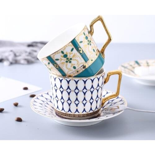 Light Luxury Gilt Bone China Cup and Dish Hotel Beauty Club Afternoon Tea European Style British Style Coffee Cup with Spoon