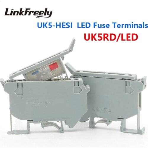 UK5-HESI 2pcs LED Indicator Wire Screw Fuse Terminal Connector UK1.5 UK2.5 UK3N UK6N UK5-HESI Faston Splice Crimp Terminal