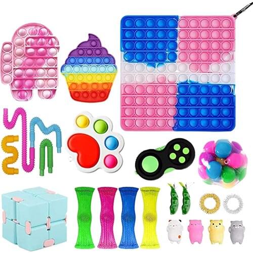 Squishy Fidget Sensory Toys Children With Autism And Anxiety Sensory Reliver Shrink Tube Toys For Adult Push Squeeze Pea Toys