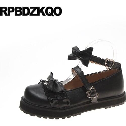 Beautiful black mary jane bow ladies women flats shoes with little cute bowtie lolita chinese china ankle strap brown designer