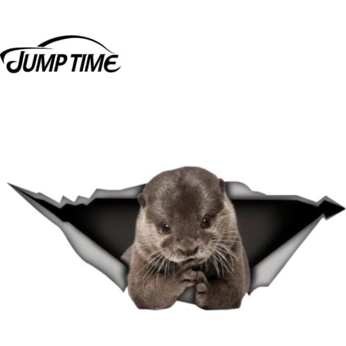 Jump Time 13cm x 5.5cm Otter sticker for vehicle car van laptop 3D Pet Graphic Vinyl Decal Car Window Laptop