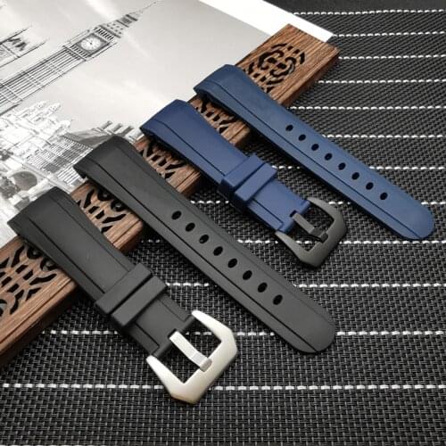 Top Quality Silicone Rubber watchband Blue Black 24mm*20mm at buckle For Graham strap Racing Bent Watch band