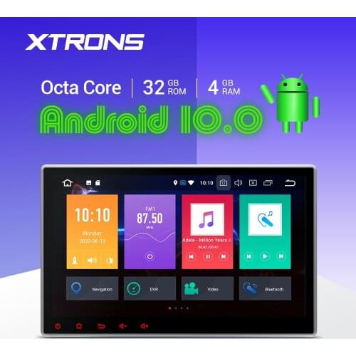 XTRONS 2 Din 10.1'' Android 10.0 Octa Core Universal Car DVD Radio Stereo Player GPS Navigation OBD DAB DVR WIFI USB Bluetooth