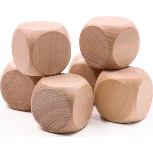 1PCS 50mm Blank Wooden Dice 6 Sided Wood Dices DIY Printing Engraving Craft Kid Toy Home Party Game Education Accessories