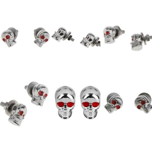 12x Motorbike Motorcycle License Plate Frame Screw Screw Skull Closure