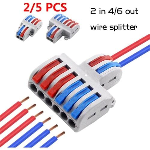 2 in 4/6 out Wire Splitter Mini Fast Wire Connector Universal Wiring Cable Connector Push-in Conductor