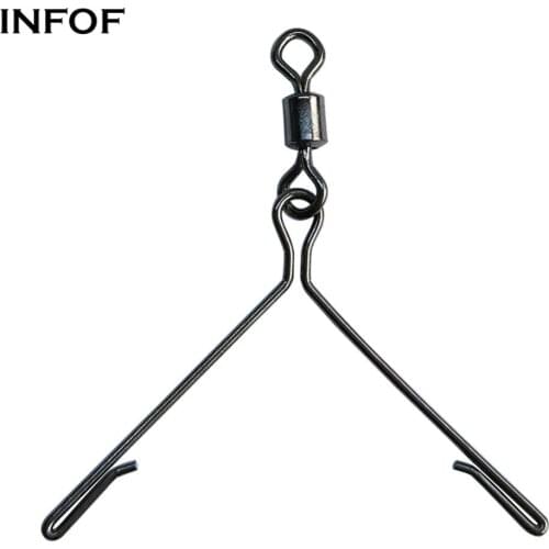 INFOF 100 pieces/lot 3 Way Fishing Swivels Rolling Swivel Hook S/M/L Fishing Connector Feeder Carp Fishing Tackle