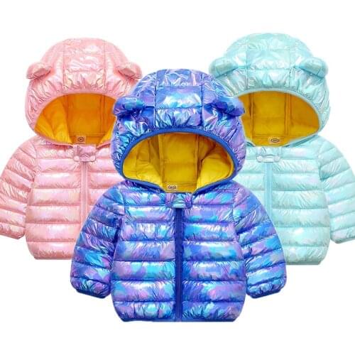 2020 Colorful light Jacket Baby Girl Winter Clothes Winter Coat Hooded Solid Jacket For Girls New Childrens Jacket 1-6 Years