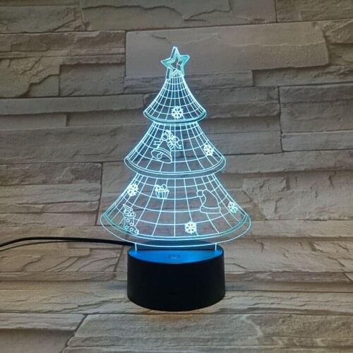 Room 3D Night Light Plug In Acrylic Nightlight LED Christmas Tree Table Lamp Kids Gift Cute Room Decor Bluetooth Base Dropship