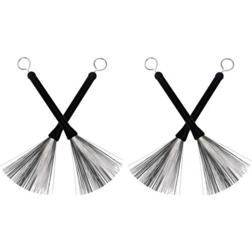 4Pcs Drum Brushes Retractable Drum Wire Sticks Brushes with Comfortable Rubber Handle Gift for Drummers,Rock Band