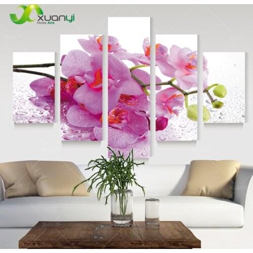 5 Piece Canvas Art Pink Flowers Wall Art Picture Modern Home Decoration Living Room Art Paintings Canvas Print No frame PR1172