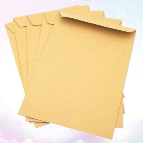 50pcs 229x162mm Kraft Paper Envelope Blank Classic Plain Color Envelopes for Office School Business Letter Storage Envelope (Lig