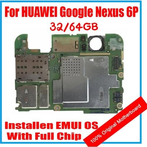 64GB 32GB ROM For HUAWEI Google Nexus 6P Motherboard 100% Original Mainboard EMUI Logic Board With Full Chips