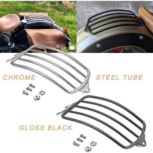 For Indian Scout & Scout Sixty 2015-2021 Motorcycle Accessories Chrome Gloss Black Fender-Mount Solo Seat Luggage Rack