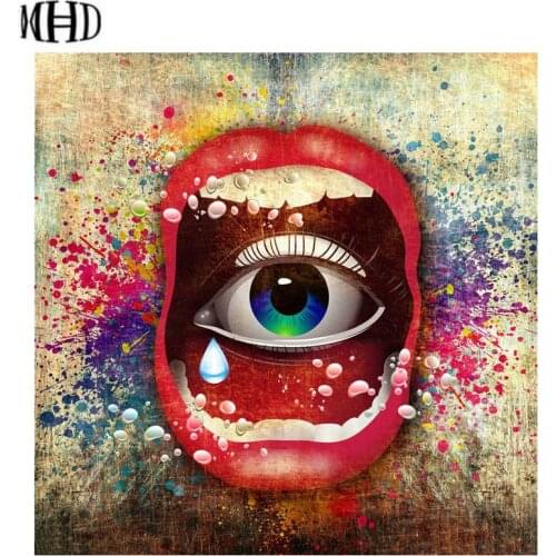 DIY Diamond Painting Mouth Abstract Picture Full Round 3D Diamond Embroidery Crystal Diamond Cross Stitch Mosaic Decoration