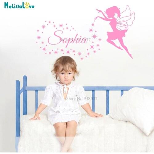 Large Size Fairy And Star Custom Name Sticker Personalized Girl Baby Room Decal Nursery Decor B944