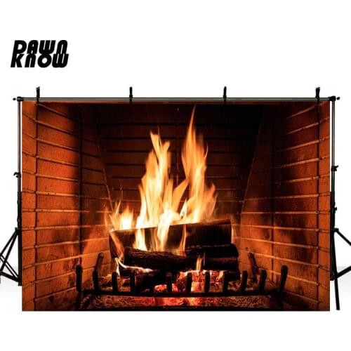 DAWNKNOW Red Hot Fire Photography Background Baby Personal Photocall Fotografia Brick Backdrop Children Photo Shoot lv1095