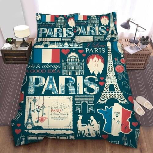 Euro Romantic Paris Eiffel Tower Comfortable Duvet Cover PillowCase Bedding Sets Double Queen King Twin 220x240