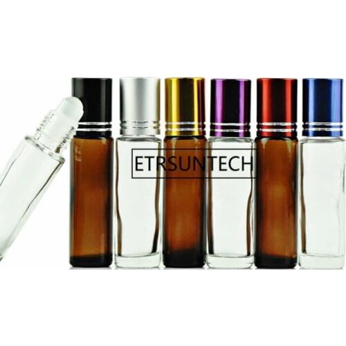 10ml Amber Roll On Roller Bottle for Essential Oils Refillable Perfume Bottle Deodorant Containers F1398