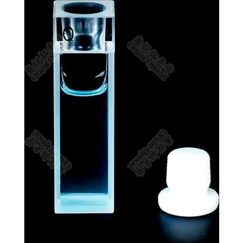 Quartz Cuvette with Stopper, Airtight, 10mm Fluorescent Four-way, Transparent on All Sides, Sealed