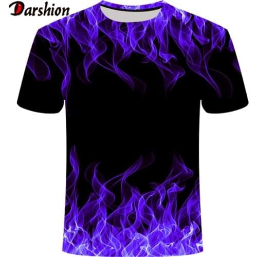 Fashion 3d Printed T shirt Purple Green Flaming Tshirt Men Women Colorful Fire Black Tee Casual Top Summer Red Flame T Shirts