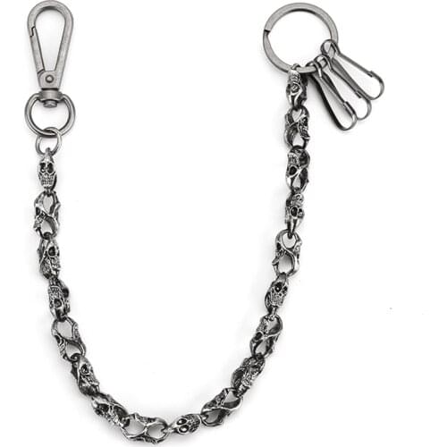 Hip Hop Gothic Style Mens Skeleton Black Waist Accessories Wallet Chain Biker Trucker Keychain Punk Wide Heavy Jeans Chain DR51