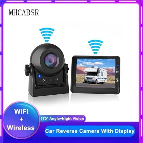 MHCABSR Wifi Re Camera for Cars Rear View Camera wireless with 3.5 Inch LCD AHD Monitor Truck Trailers RVs Reversing Cameras