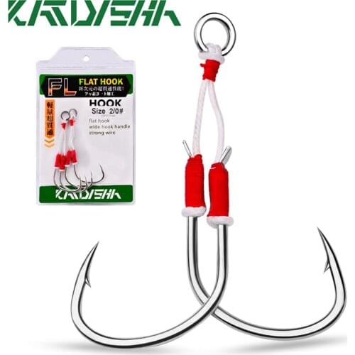 KATYUSHA 1Pack Slow Jigging Hooks 1/0 2/0 3/0 4/0 High Carbon Steel Double Jig Fishhooks Assist Fishing Hooks Pesca Accessories