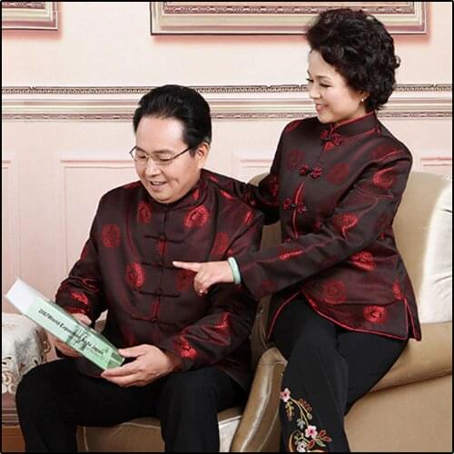 Long Sleeve Chinese Traditional Tang Dynasty Men Jacket Men Clothing Wedding Birthday Jacket Oriental Teng Suit Elderly Clothing