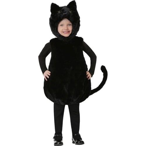 Kids Animal Black Cat One Piece Garment Jumpsuits Costumes Cosplay For Boys And Girls Halloween Masquerade Party Stage Costume