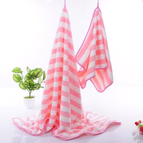 2pcs Soft Coral Fleece Towel Bath Towel Set Super Absorbent Anniversary Gift Thick for Home Hotel Bathroom 140x70cm and35*75cm