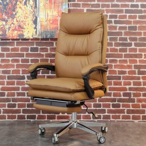 High Quality Office Home Gaming Boss Chair Yellow Color Soft leather Computer Recliner Chair with footrest
